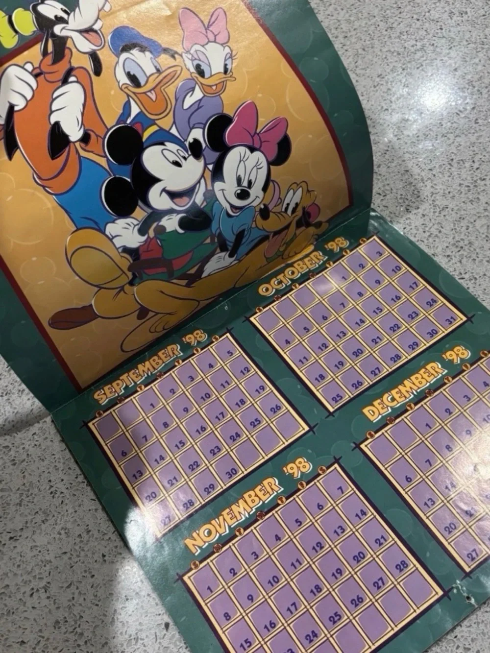 Disney Mickey & Friends Calendar - Black, Red, Yellow, White, Green, Purple